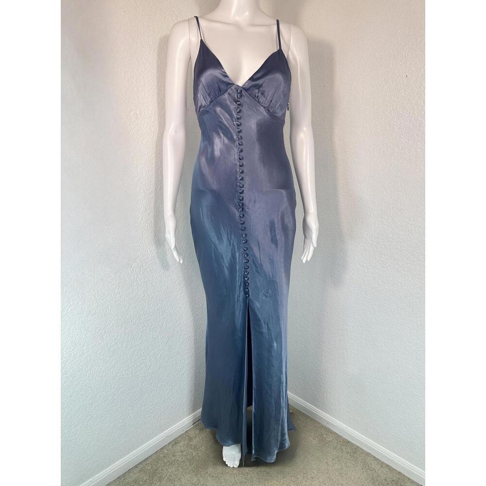 Shona Joy Blue Satin Maxi Dress